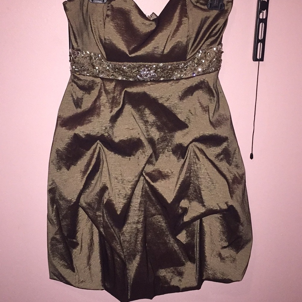 Gold strapless dress